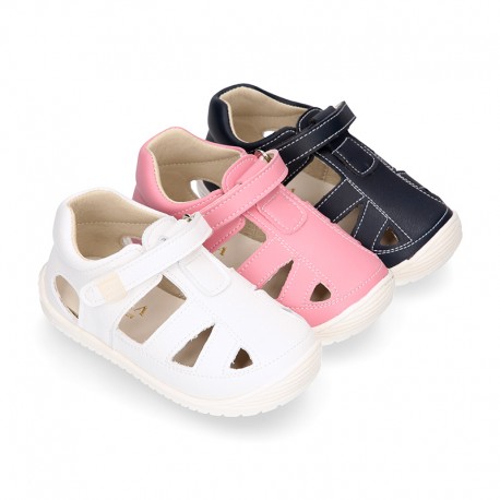 SOFT Micro canvas OKAA FLEX kids Sandal shoes laceless and with toe cap.