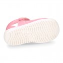 SOFT Micro canvas OKAA FLEX kids Sandal shoes laceless and with toe cap.