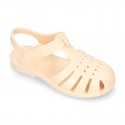 Classic Kids jelly shoes for Beach and Pool use in NEW SOLID colors with hook and loop strap closure.