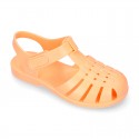 Classic Kids jelly shoes for Beach and Pool use in NEW SOLID colors with hook and loop strap closure.