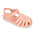 Classic Kids jelly shoes for Beach and Pool use in NEW SOLID colors with hook and loop strap closure.