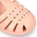 Classic Kids jelly shoes for Beach and Pool use in NEW SOLID colors with hook and loop strap closure.