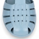 Classic Kids jelly shoes for Beach and Pool use in NEW SOLID colors with hook and loop strap closure.