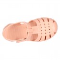 Classic Kids jelly shoes for Beach and Pool use in NEW SOLID colors with hook and loop strap closure.