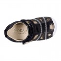 Combined leather OKAA FLEX kids Sandal shoes laceless and with toe cap.