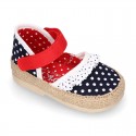 Cotton canvas baby girl espadrille shoes with DOTS and FRILLS design.