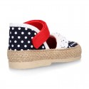 Cotton canvas baby girl espadrille shoes with DOTS and FRILLS design.