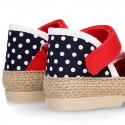 Cotton canvas baby girl espadrille shoes with DOTS and FRILLS design.