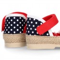 Cotton canvas baby girl espadrille shoes with DOTS and FRILLS design.