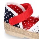 Cotton canvas baby girl espadrille shoes with DOTS and FRILLS design.