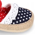 Cotton canvas baby girl espadrille shoes with DOTS and FRILLS design.