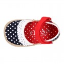 Cotton canvas baby girl espadrille shoes with DOTS and FRILLS design.