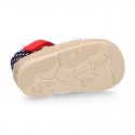 Cotton canvas baby girl espadrille shoes with DOTS and FRILLS design.