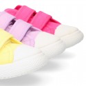 Cotton Canvas OKAA Girl Sneaker laceless and with toe cap design.