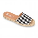 VICHY square design cotton canvas Girl clog style espadrille shoes.