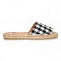 VICHY square design cotton canvas Girl clog style espadrille shoes.