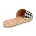 VICHY square design cotton canvas Girl clog style espadrille shoes.