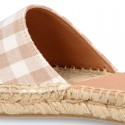 VICHY square design cotton canvas Girl clog style espadrille shoes.