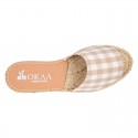 VICHY square design cotton canvas Girl clog style espadrille shoes.