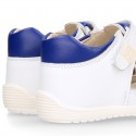 WHITE Nappa leather OKAA FLEX kids Sandal shoes laceless and with toe cap.