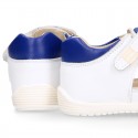 WHITE Nappa leather OKAA FLEX kids Sandal shoes laceless and with toe cap.