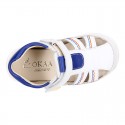 WHITE Nappa leather OKAA FLEX kids Sandal shoes laceless and with toe cap.