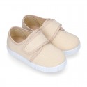 SHIRT Cotton Canvas kids sneakers or bamba shoes with hook and loop strap closure.