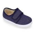 SHIRT Cotton Canvas kids sneakers or bamba shoes with hook and loop strap closure.