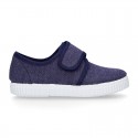 SHIRT Cotton Canvas kids sneakers or bamba shoes with hook and loop strap closure.