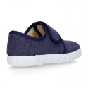 SHIRT Cotton Canvas kids sneakers or bamba shoes with hook and loop strap closure.