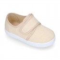 SHIRT Cotton Canvas kids sneakers or bamba shoes with hook and loop strap closure.