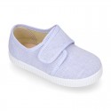 SHIRT Cotton Canvas kids sneakers or bamba shoes with hook and loop strap closure.