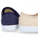 SHIRT Cotton Canvas kids sneakers or bamba shoes with hook and loop strap closure.