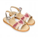 Nappa Leather Girl Sandal shoes with HEART design.