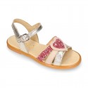 Nappa Leather Girl Sandal shoes with HEART design.