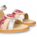 Nappa Leather Girl Sandal shoes with HEART design.