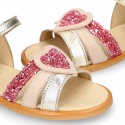 Nappa Leather Girl Sandal shoes with HEART design.