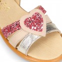 Nappa Leather Girl Sandal shoes with HEART design.