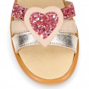 Nappa Leather Girl Sandal shoes with HEART design.