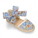 Girl LIBERTY Cotton canvas Espadrille shoes with bow.