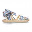 Girl LIBERTY Cotton canvas Espadrille shoes with bow.