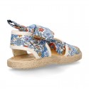 Girl LIBERTY Cotton canvas Espadrille shoes with bow.