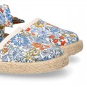 Girl LIBERTY Cotton canvas Espadrille shoes with bow.