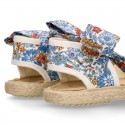 Girl LIBERTY Cotton canvas Espadrille shoes with bow.