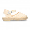 Little Girl Canvas espadrille shoes with BROCADE design.