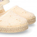 Little Girl Canvas espadrille shoes with BROCADE design.