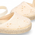 Little Girl Canvas espadrille shoes with BROCADE design.