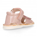BABY GIRL Sandal shoes Menorquina style with double hook and loop strap closure.