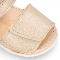 BABY GIRL Sandal shoes Menorquina style with double hook and loop strap closure.