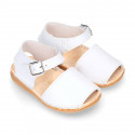 BABY KIDS Sandal shoes Menorquina style with buckle fastening in soft Nappa leather.